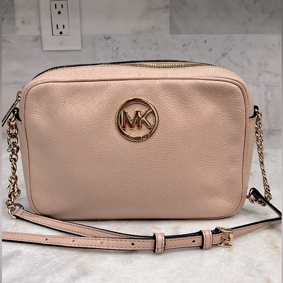 Michael Kors Blush Pebbled Leather Chain Detail Crossbody Bag - Picture 2 of 16